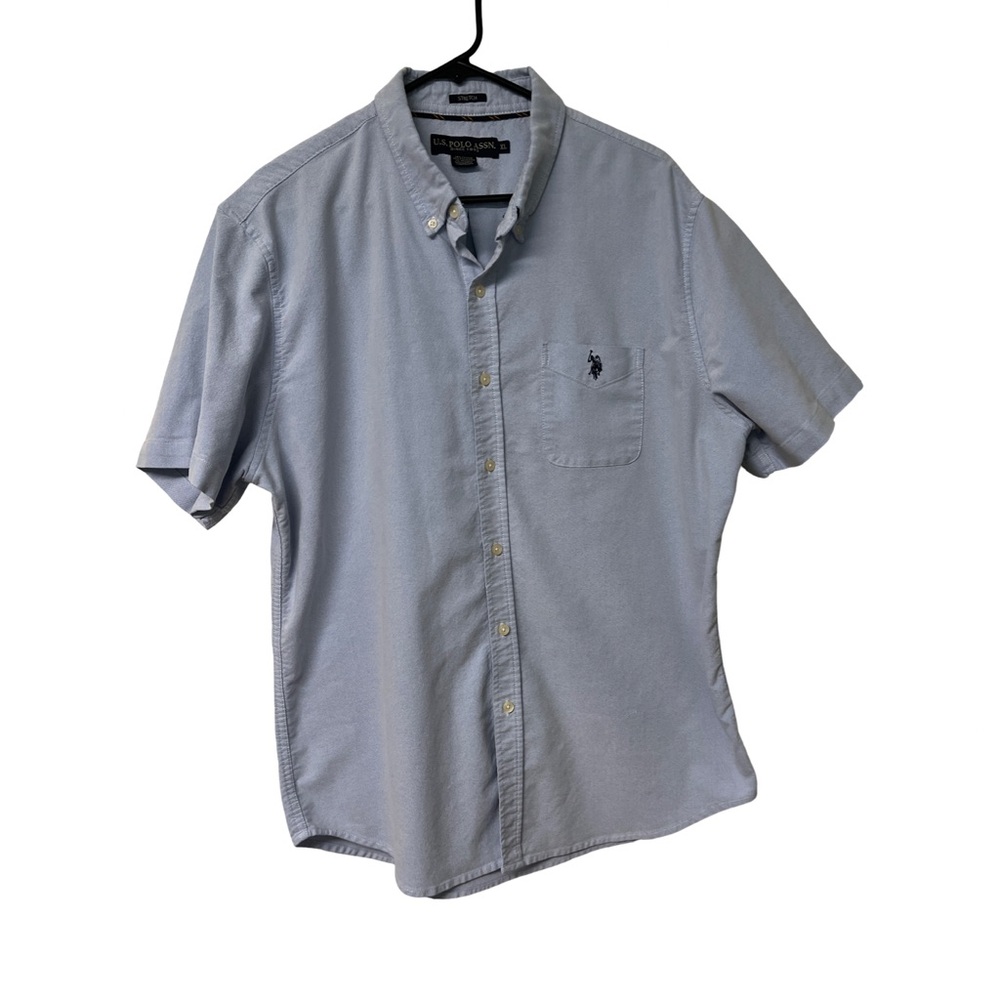U.S. Polo. EUC, XL, Light Blue Button Down, P2P 25”, pocket embroidered logo